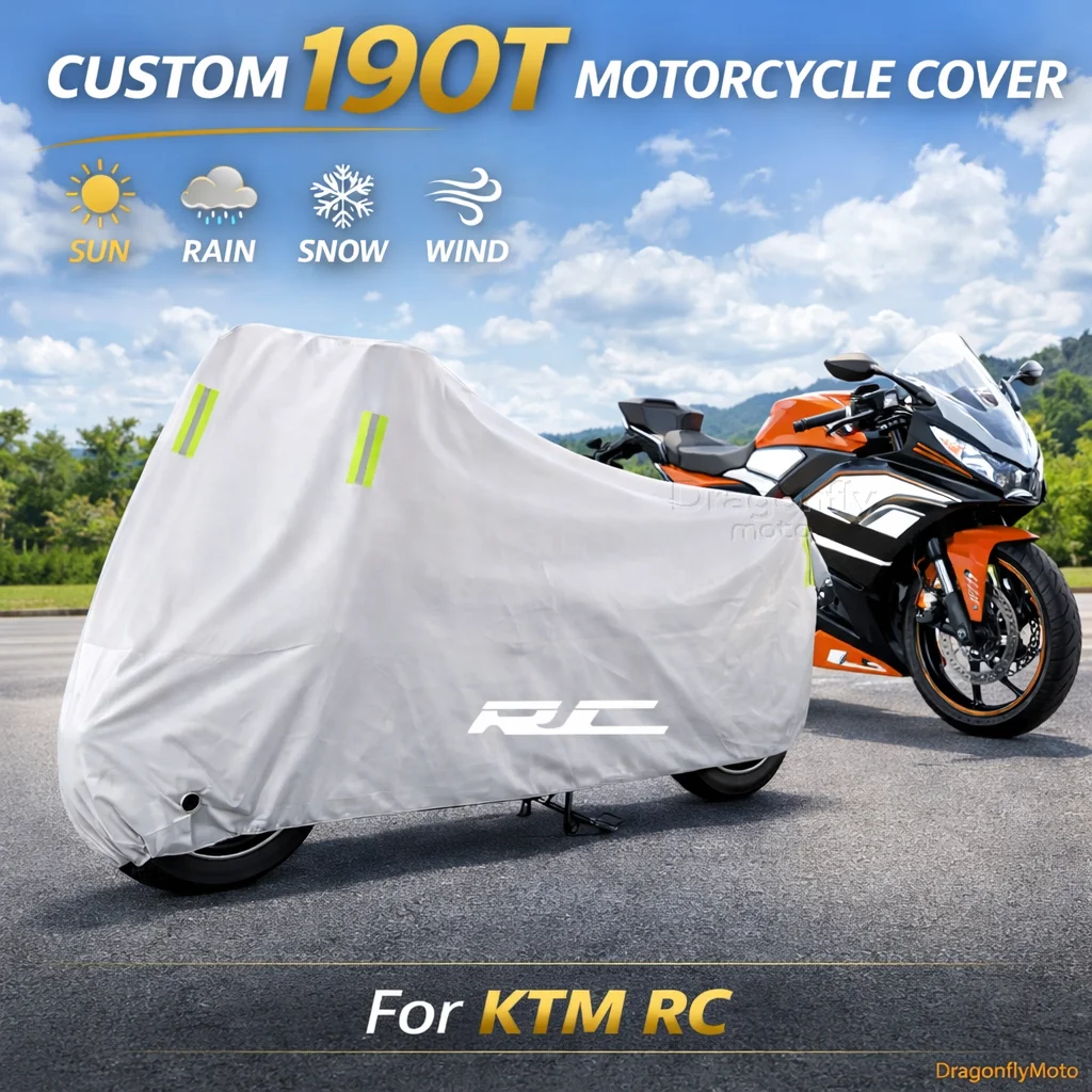

Чехол для мотоцикла KTM RC 125 200 250 390 rc390, серебристый, водонепроницаемый, защита от УФ-лучей, дождя, пыли, солнца, для улицы и дома