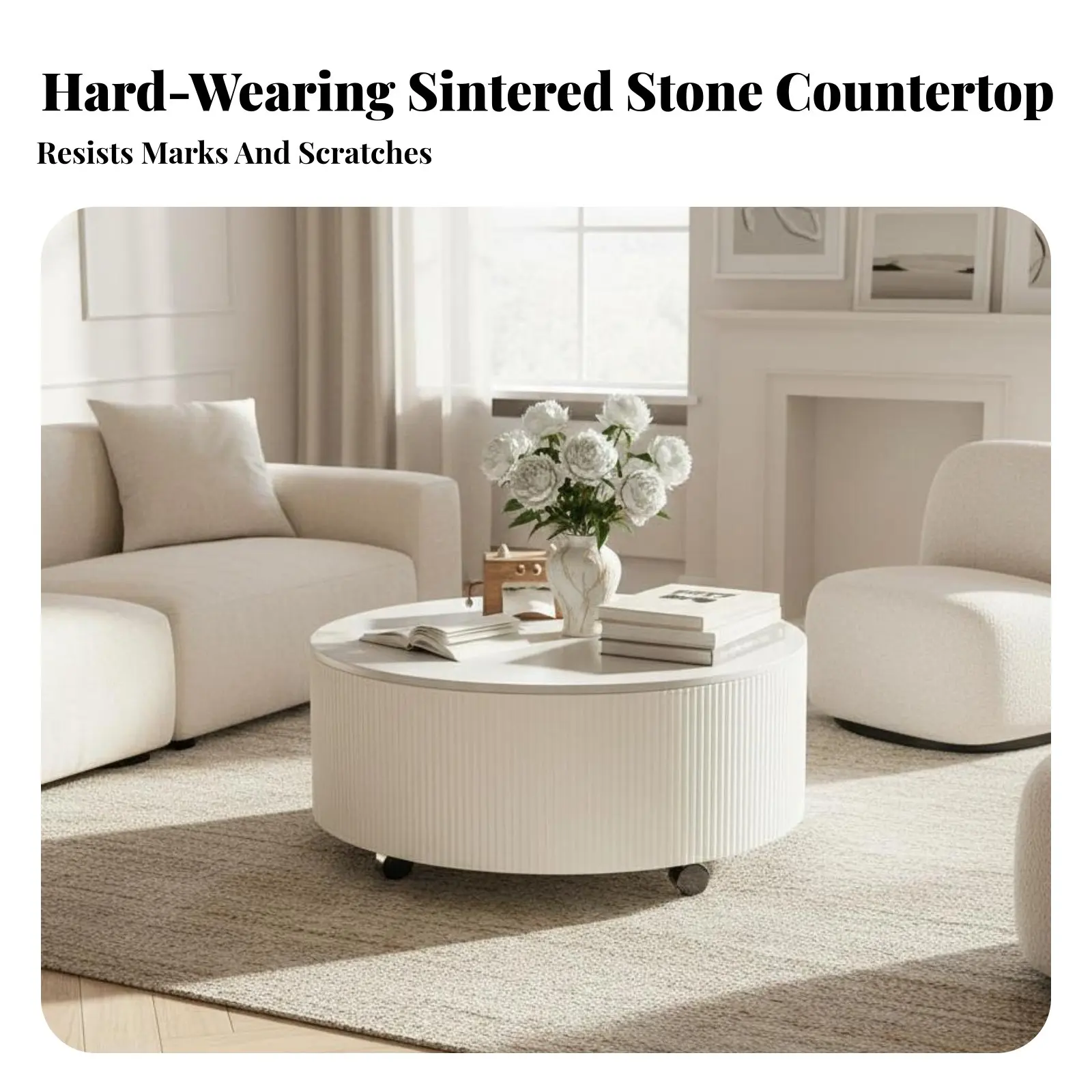 Two-Level Round Dual-Level Table Minimalist Interior Design Furniture Sturdy Construction scuffResistant for Home Dwellers