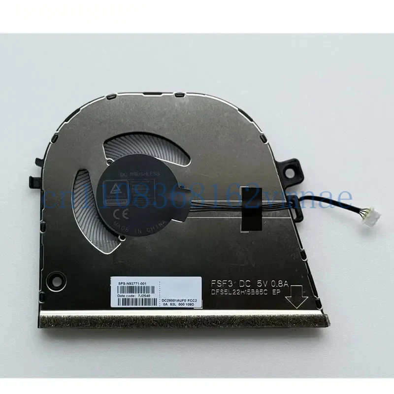 

Для ноутбука HP Envy x360 2-в-1 16-ad0013dx TPN-C175 N93771-001 FSF3 5V 0.8A DFS5L22H15B85C Новый оригинальный вентилятор охлаждения процессора для ноутбука