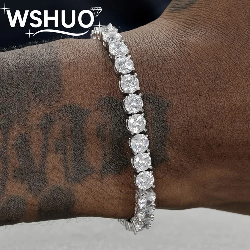 

5 мм теннисный браслет из муассанита с покрытием из 18-каратного золота S925, сверкающий браслет из стерлингового серебра для мужчин и женщин, ювелирные изделия, подарок на вечеринку