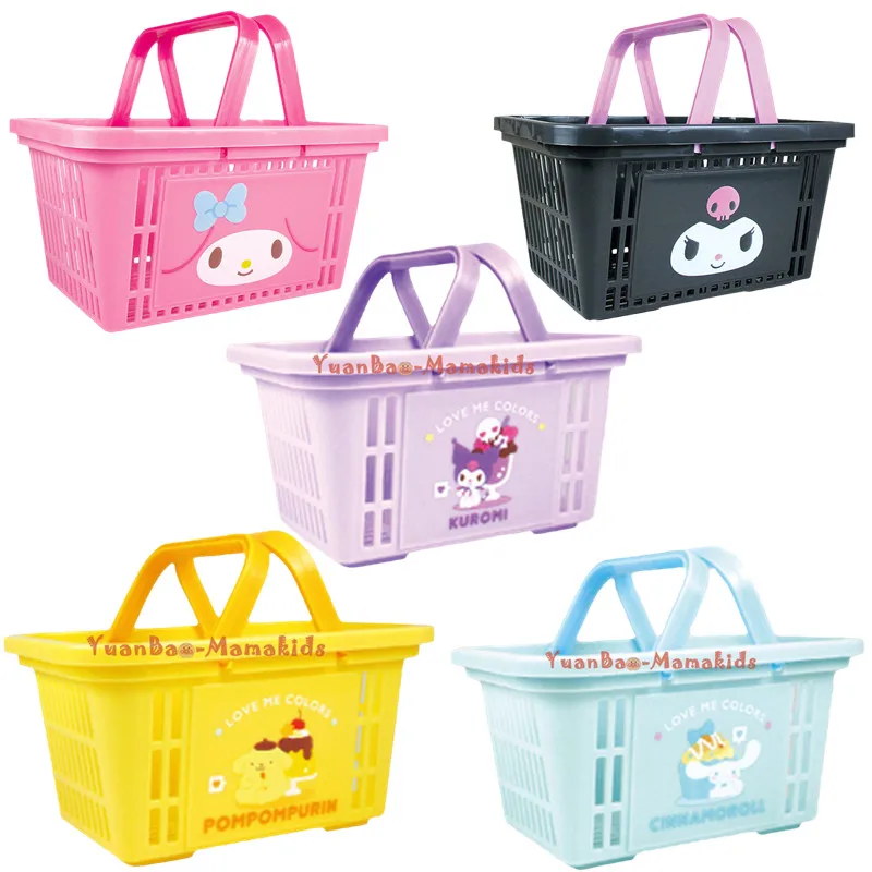 

25Cm Kawaii Sanriod Anime Kuromi My Melody Pom Pom Purin Cinnamoroll Cute Plastic Shower Storage Portable Basket Baby Girls Gift