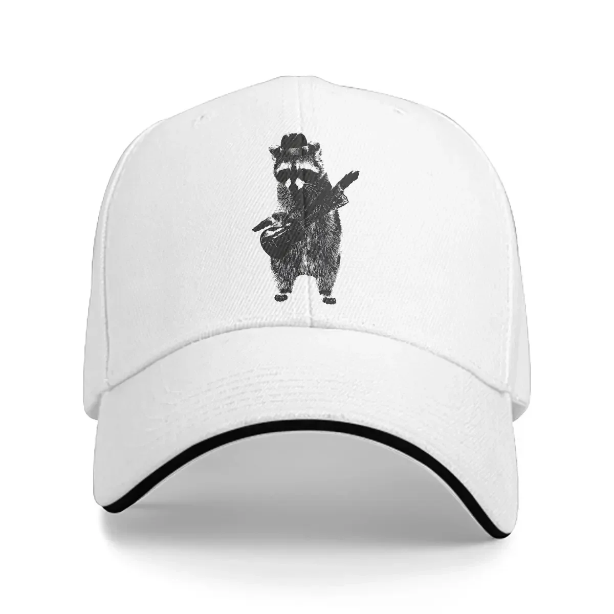 Washed Men's Baseball Cap Raccoon Wielding Ukulele Trucker Snapback Caps Dad Hat Banksy Art Hats