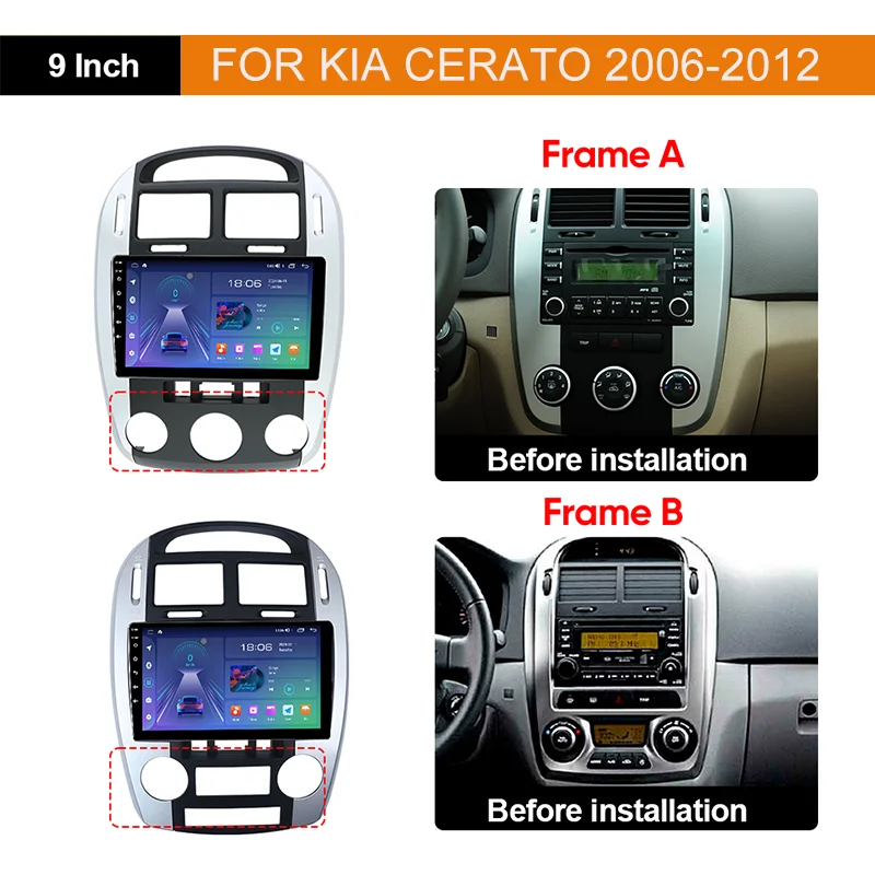 9inch Car Radio Automotivo Multimedia For KIA CERATO 2006-2012 Screen Radio With Carplay Navigation WiFi / 4G GPS Android 12