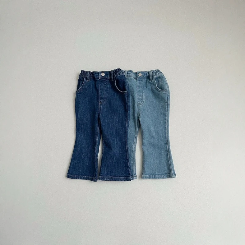 Girls' Denim Micro Flared Pants Spring and Autumn Styles Vintage Denim Pants For Babies Children's Casual Pants