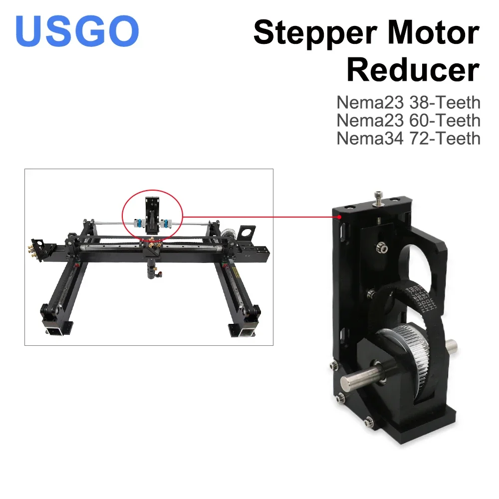 USGO محرك متدرج المخفض Nema23 38-الأسنان/ Nema23 60-الأسنان/ Nema34 72-الأسنان لآلة القطع والنقش بالليزر CO2