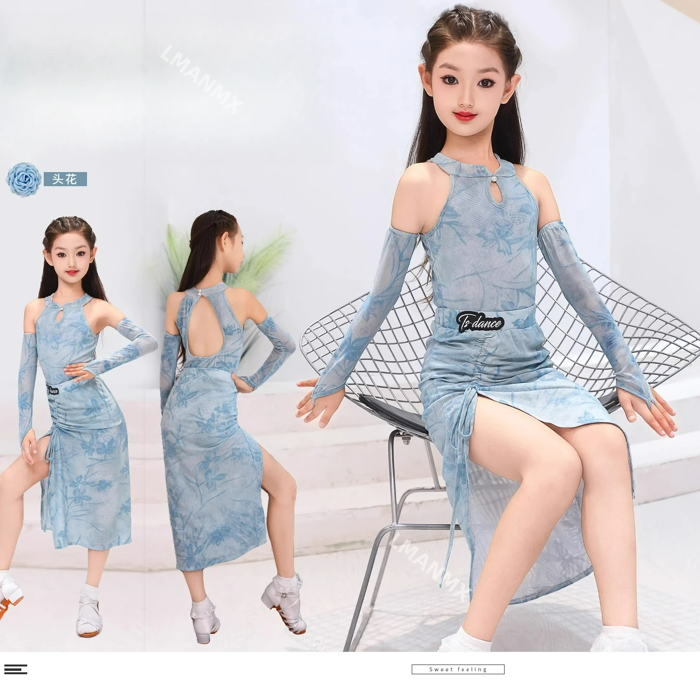 

Детское платье для латинских танцев Qipao, новинка 2025, высококачественное платье для выступлений, комплект тренировочных платьев в китайском стиле