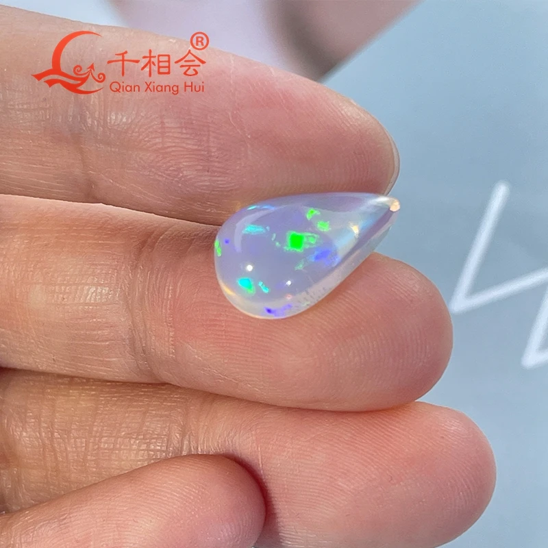 Natural Colorful White Opal  pear shape cabochon 4-7ct  gemstone loose stone jewelry making  certificated