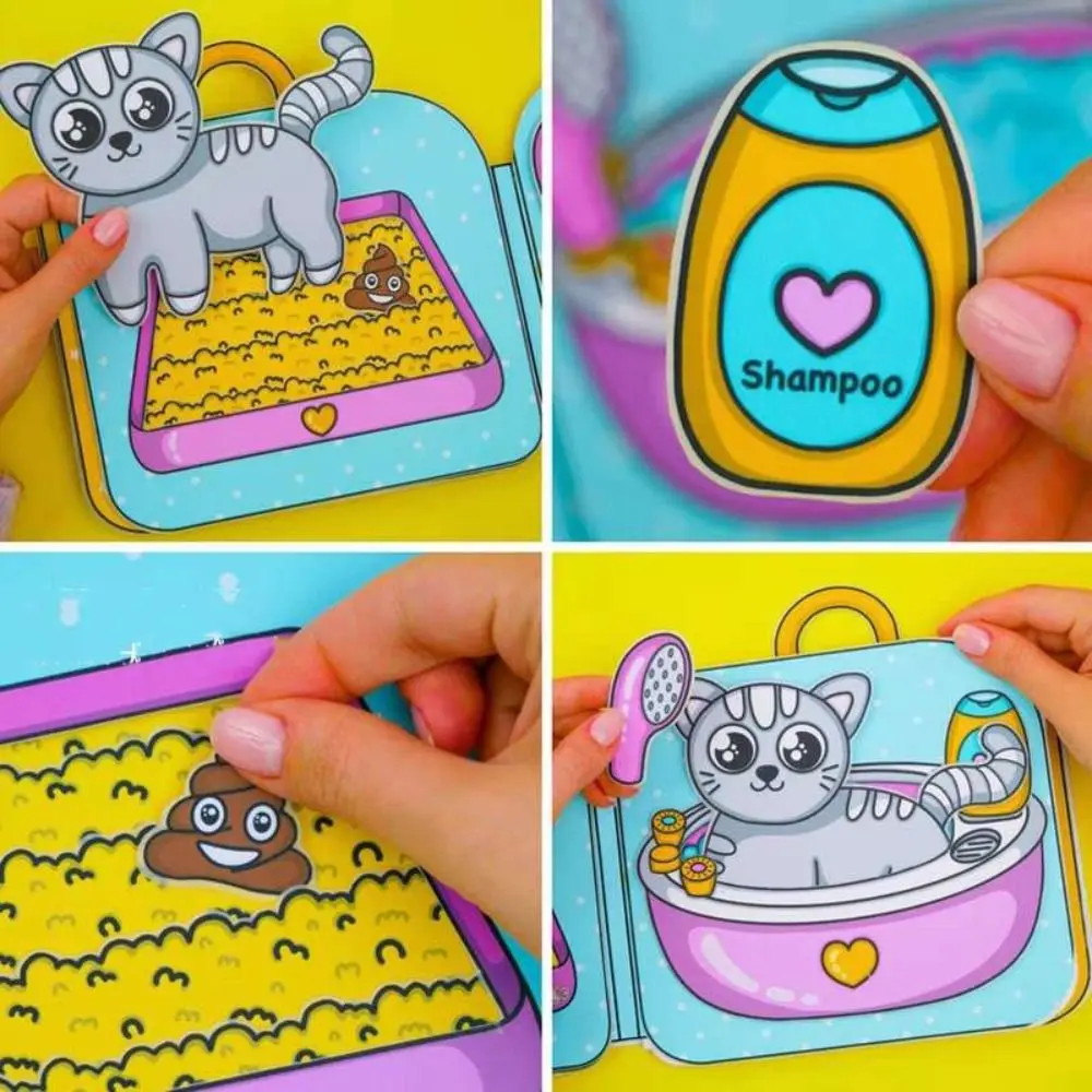 Kleine Gele Eend Sticker Games Rustig Boek Mini Cookie Hond Bixiong Thuis Dodo Boek DIY Luna Hond Drukke Boek Kinderen Kinderen Speelgoed