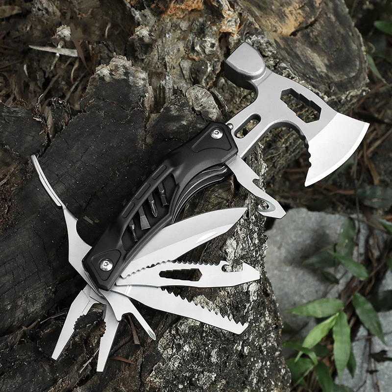 Multifunctional Axe 27-in-1 MultiTool Hatchet Camping Accessories Survival Gear Detachable Fold Pliers Axe Hammer EDC Tool knife