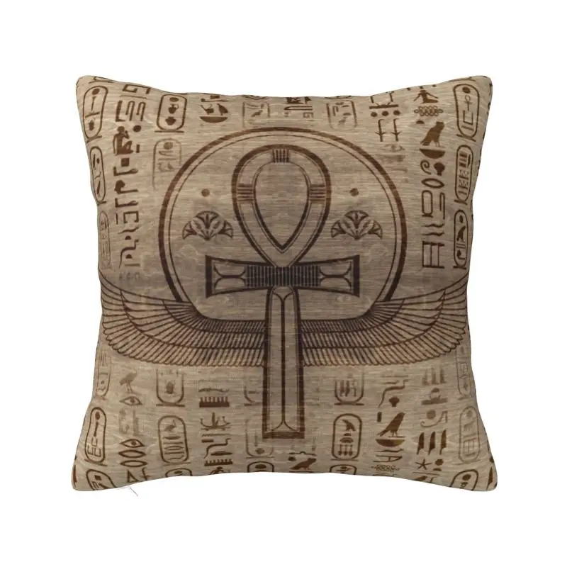 Egyptian Cross Ankh Throw Pillow Covers Living Room Decoration Ancient Egypt Hieroglyphics Chair Cushion Square Pillowcase
