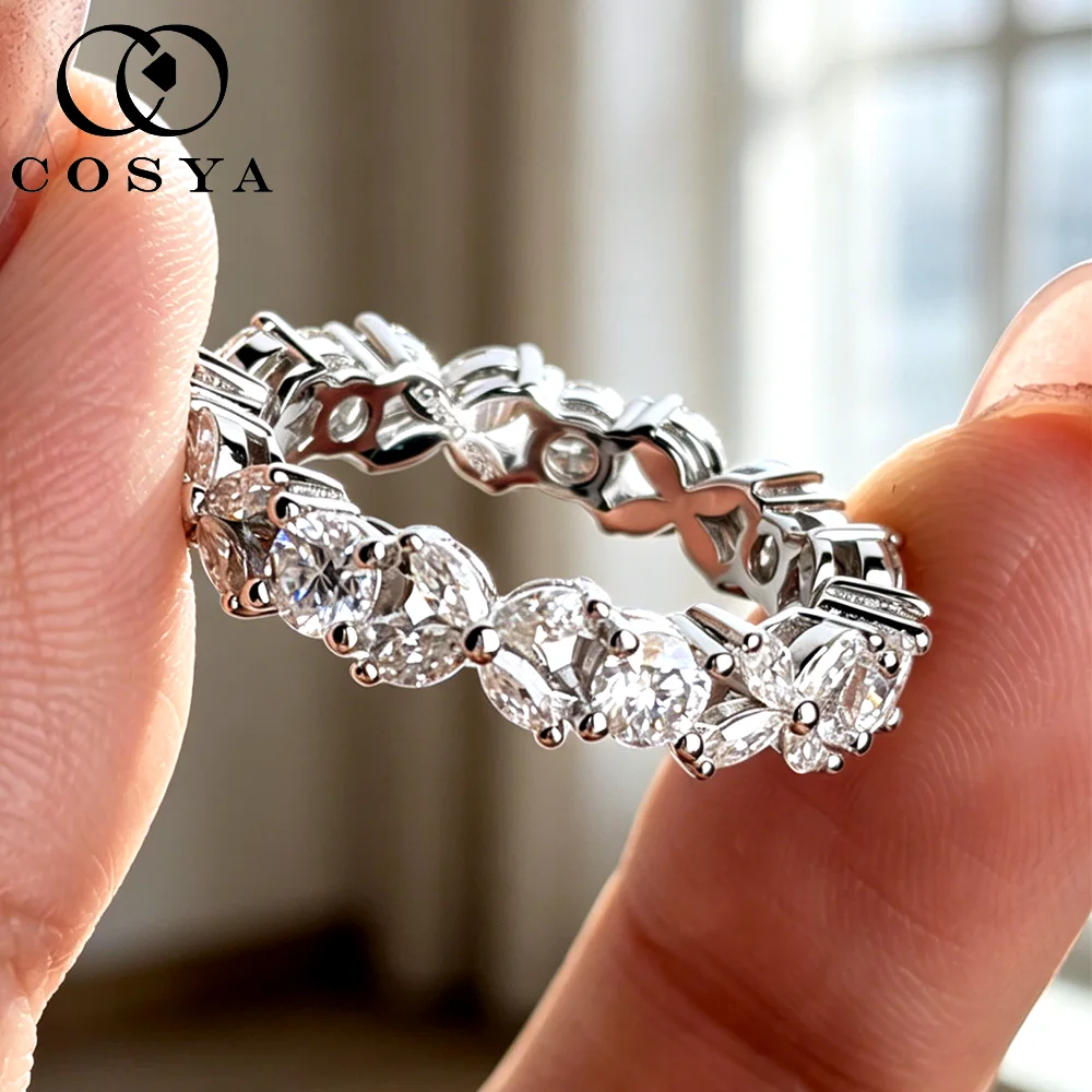 

Кольцо COSYA Real с муассанитом 2.5 карата (цвет D) из серебра S925 пробы для женщин, обручальное/помолвочное, ювелирное украшение, подарок