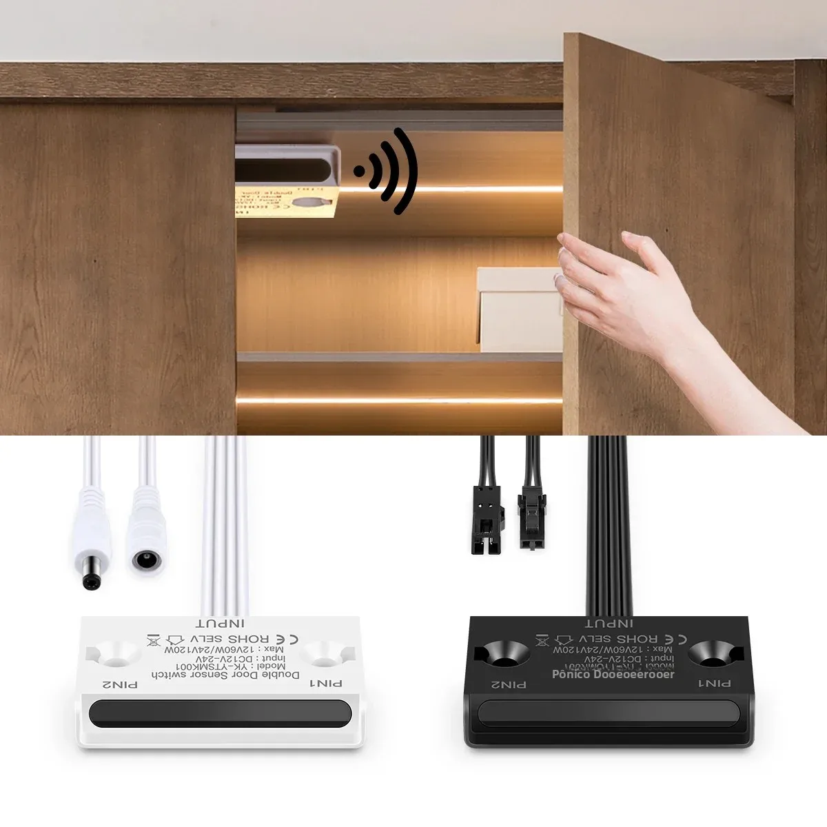 Porta inteligente abrir/fechar sensor interruptor sensível DC12V-24V indução lateral dupla para eletrodomésticos luzes led armário vitrine