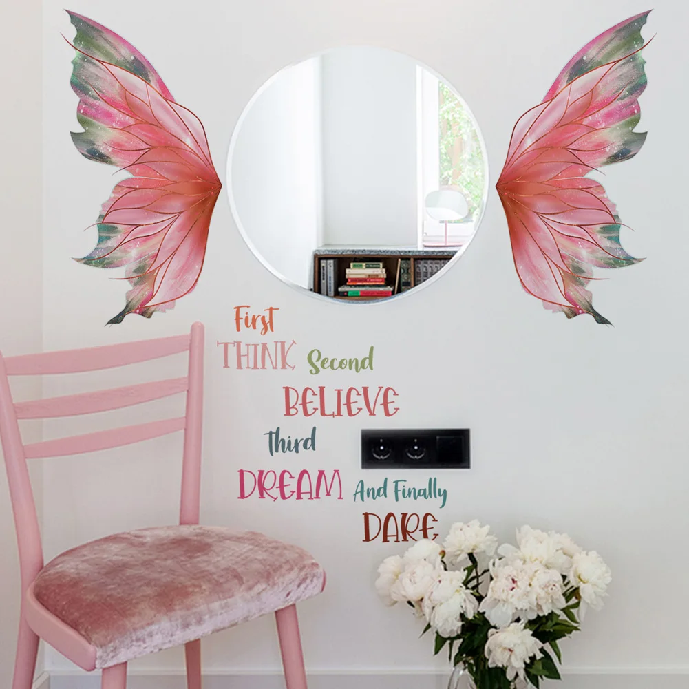 Butterfly Wings Inspirational Quotes Wall Sticker Living Room Background Decoration Mural Bedroom Door Mural Removable Poster