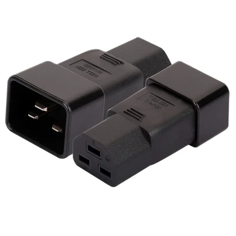 1 peça adaptador de alimentação preto 16a plugue iec 320 c20 para c21 macho para fêmea conversor de tomada de alimentação ac para armário de servidor pdu/ups