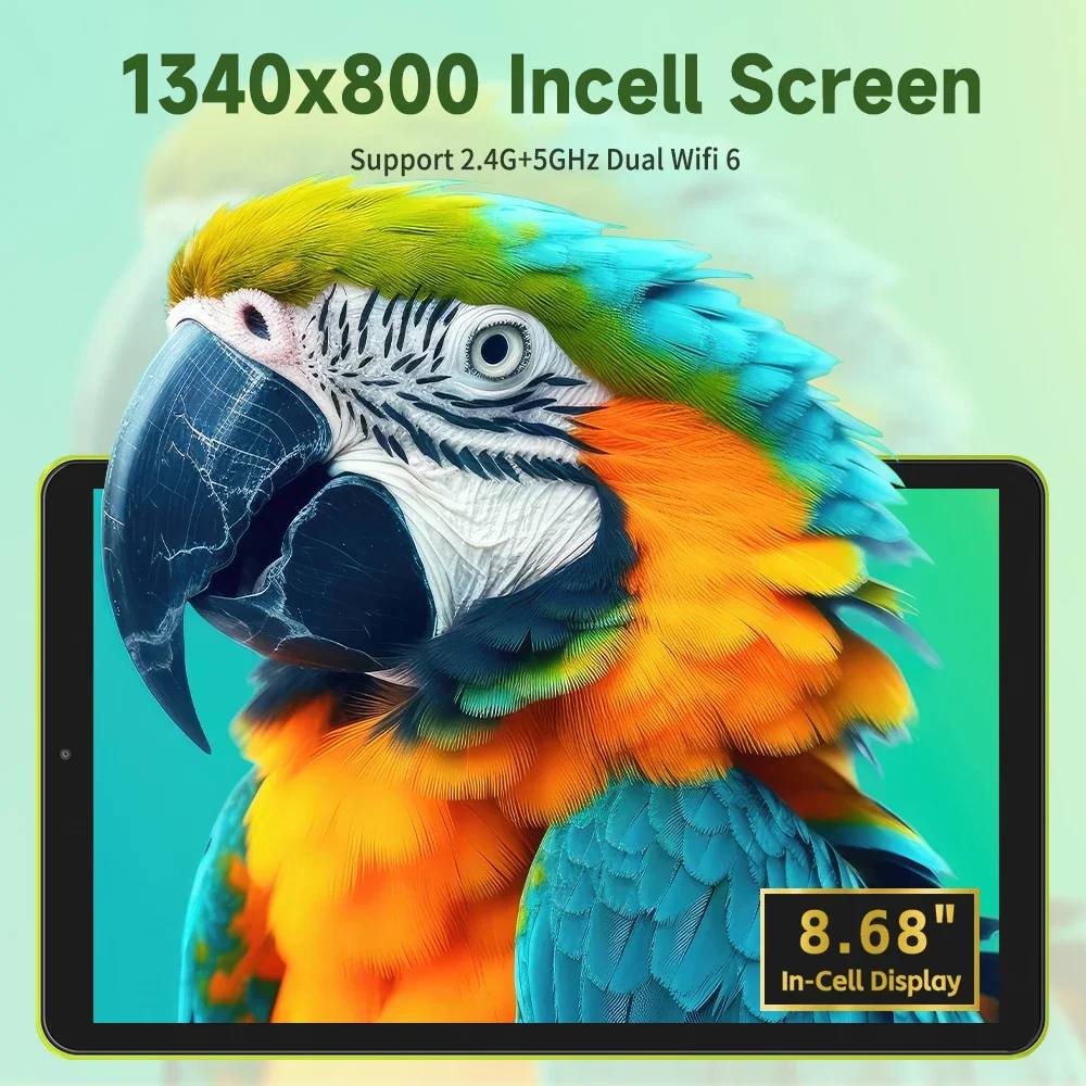 Tableta Android 15, tabletas de 8,68 pulgadas con procesador de 4 núcleos, 8GB RAM 64GB ROM 1TB TF, Widevine L1, batería de 5000mAh, 1340*800Incell