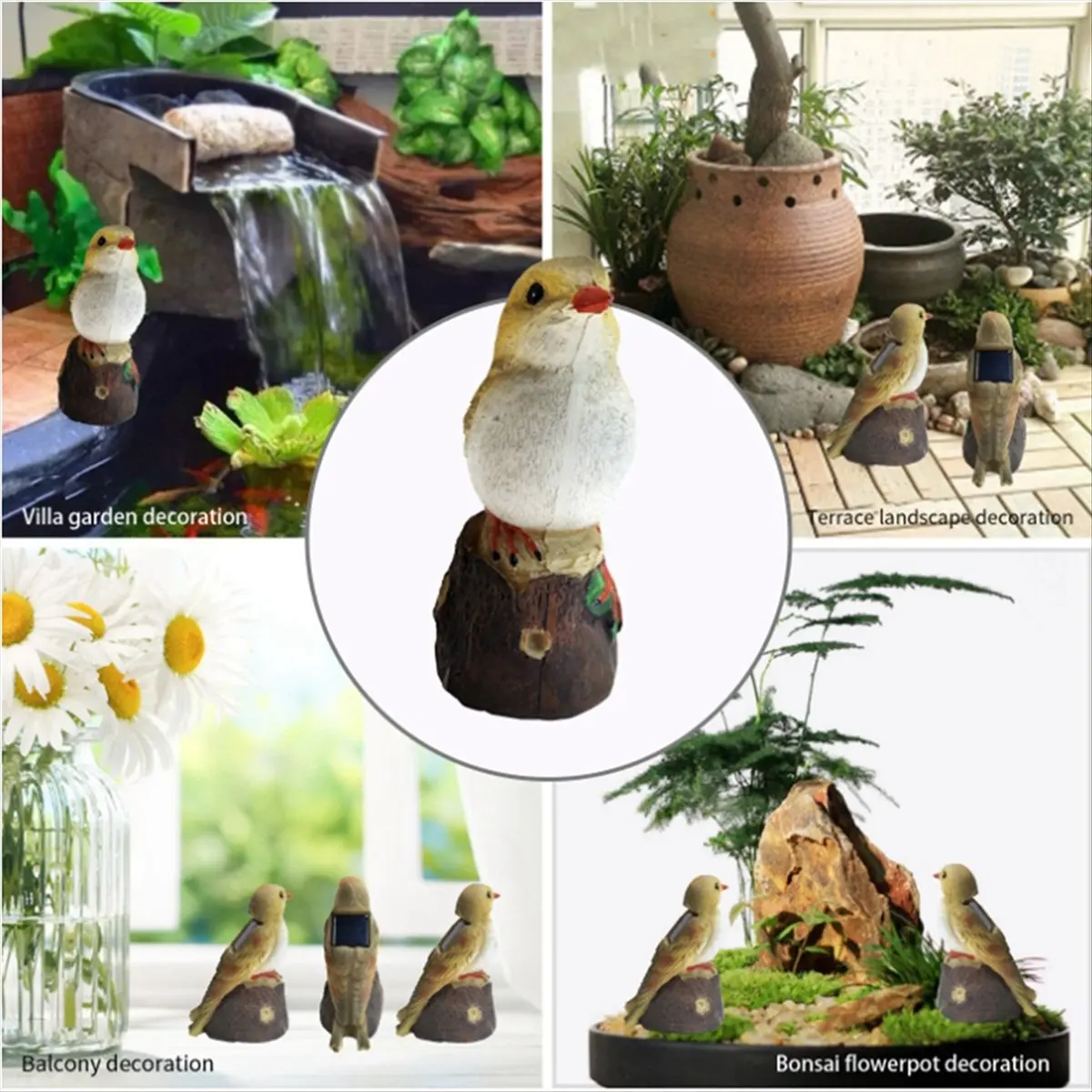 【illumine】2個-ソーラーライト-屋外-ソーラーパロットライト-鳥-レジン工芸品-芝生-バルコニー-ナイトライト-ガーデンデコレーション-ギフト