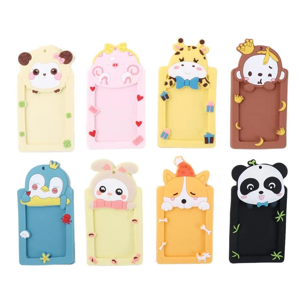 1PC Bus Card Name Card Protector Cover with Rope Work Card Silicone ID Badge Card Holder