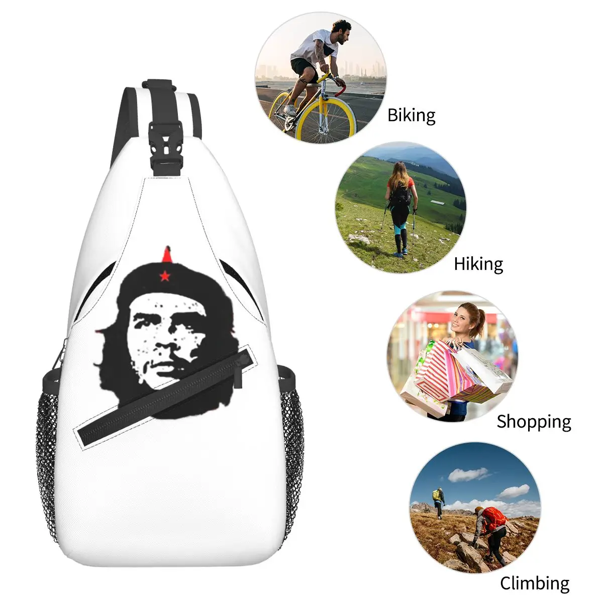 تشي غيفارا حقيبة الصدر الرجال حبال Crossbody على ظهره حقيبة الصدر السفر المشي لمسافات طويلة Daypack حقيبة الكتف