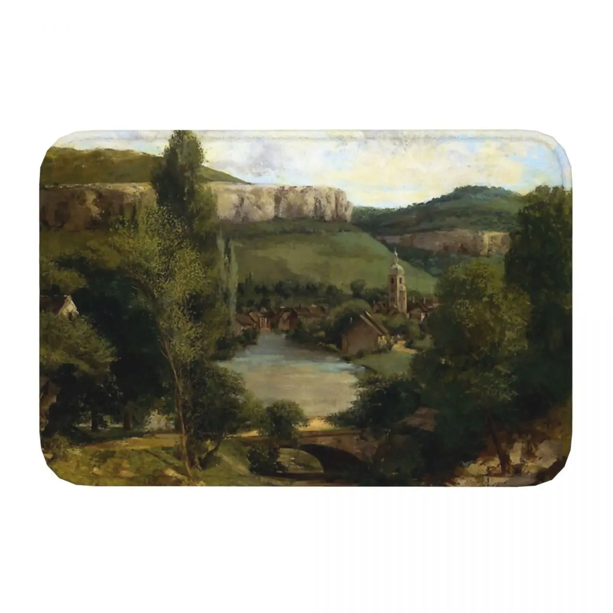 Gustave Courbet Non-slip Doormat View Of Ornans Bath Kitchen Mat Welcome Carpet Flannel Modern Decor image 2