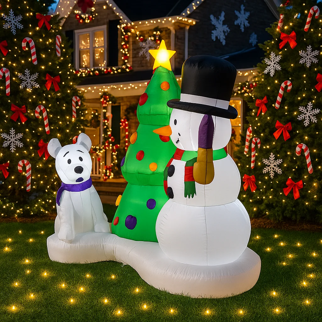 

LED Lights Outdoor Holiday Decor Home Yard Party Lawn Toys 1.8M/5.9FT Snowman Dog Tree Christmas Inflatable Model Decorations