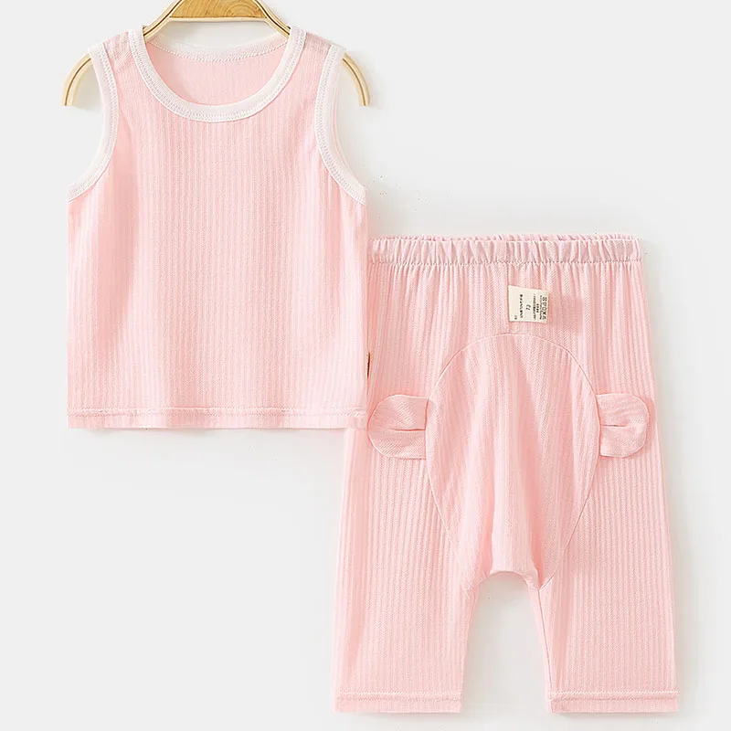 

2Piece Summer Toddler Girl Clothes Casual Cartoon Cute Cotton Sleeveless Thin Style Baby Tops+Pants Boys Boutique Clothing B189