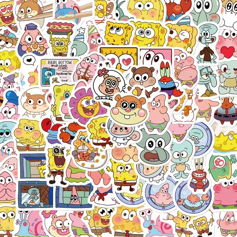 90PCS SpongeBob SquarePants Patrick Cell Phone Case Laptop Luggage Guitar Skateboard Water Cup Toy Stickers Wholesale