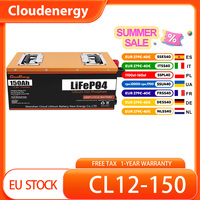 Cloudenergy 12V 150Ah LiFePO4 Battery Pack Backup Power,1920Wh Energy,6000+ Cycles, Built-in 100A BMS,Support in Series/Parallel