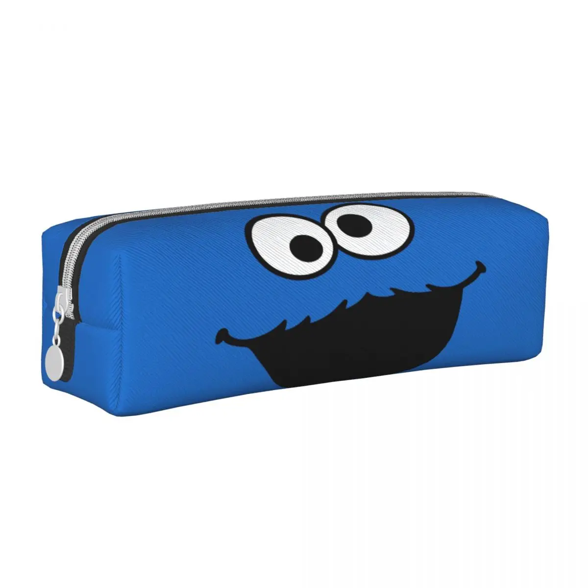 S-Sesame Street Cookie Monster Face Pencil Case Pen Box Bags Student Large Storage School Supplies Zipper Pencil Pouch