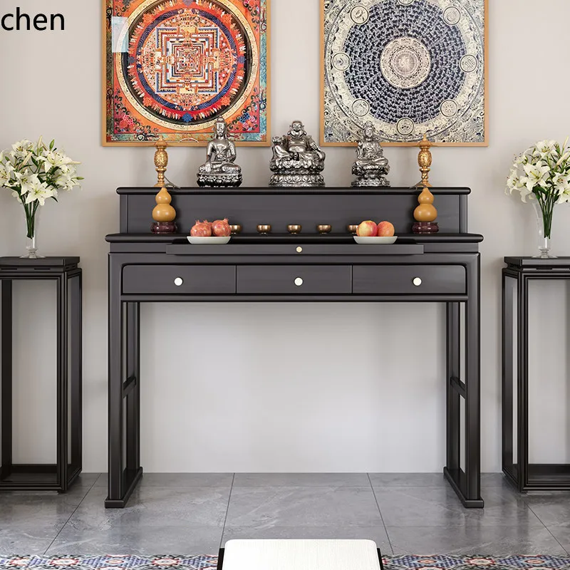 New Chinese-style solid wood simple altar table for home use, Buddhist altar, offering table, tribute table