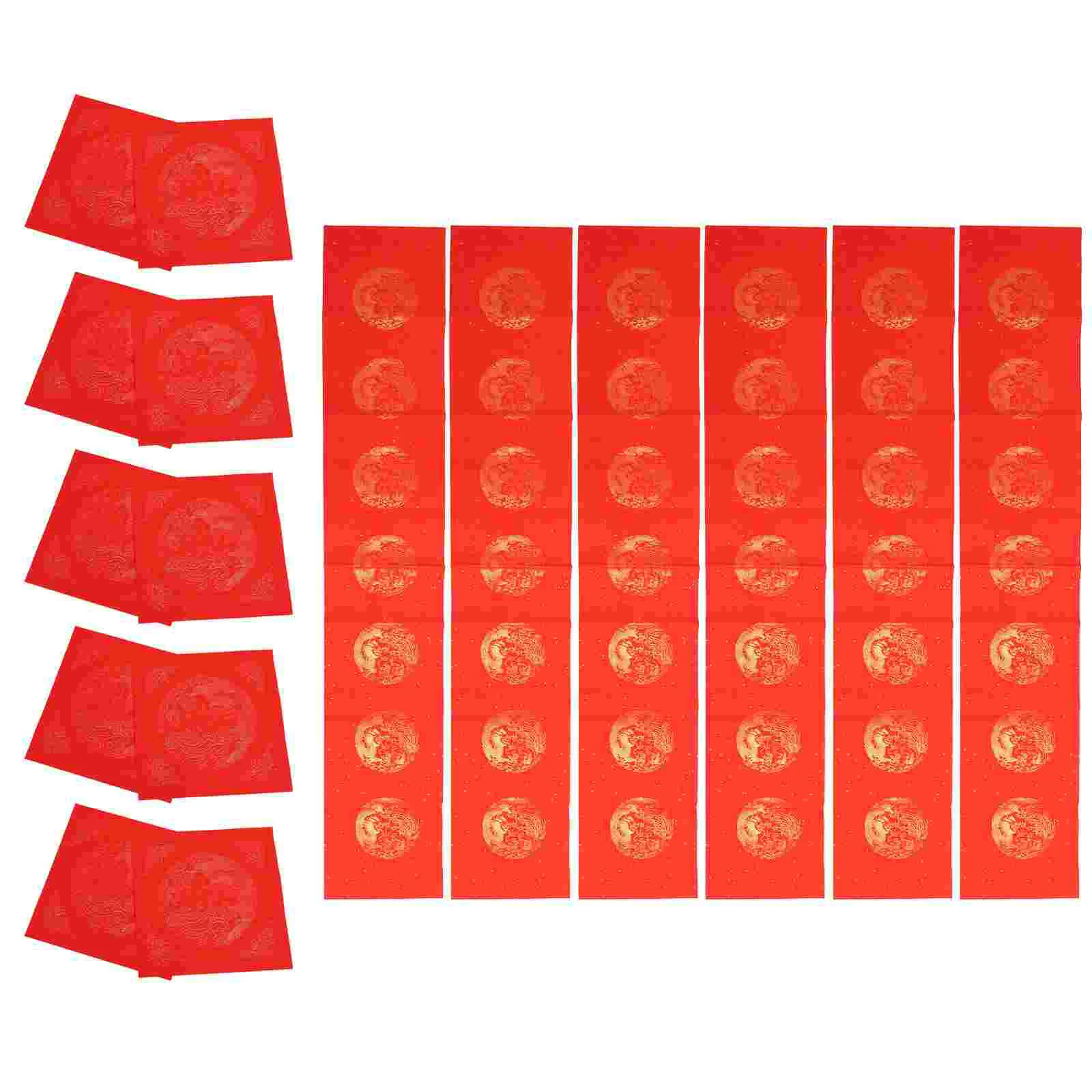 Handwritten Couplet Paper Size Chinese Style Calligraphy Red New Year Decoration 7 Words Superior Quality