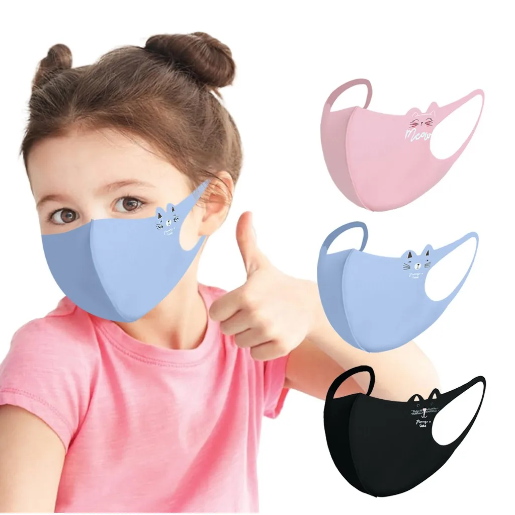 Child Kids Reusable Cartoon Mascarillas Print Breathable Protection Masque Poussiere Stretch Mask 3 Pack Disposable Mouths Cover