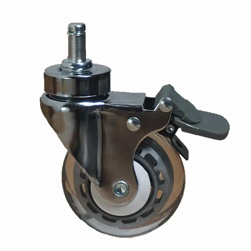 

5 Pcs - 3 inch Snap Ring Mount Medical Casters - Chrome Stainless Steel Swivel Silent Wheels for Hospital Equipment