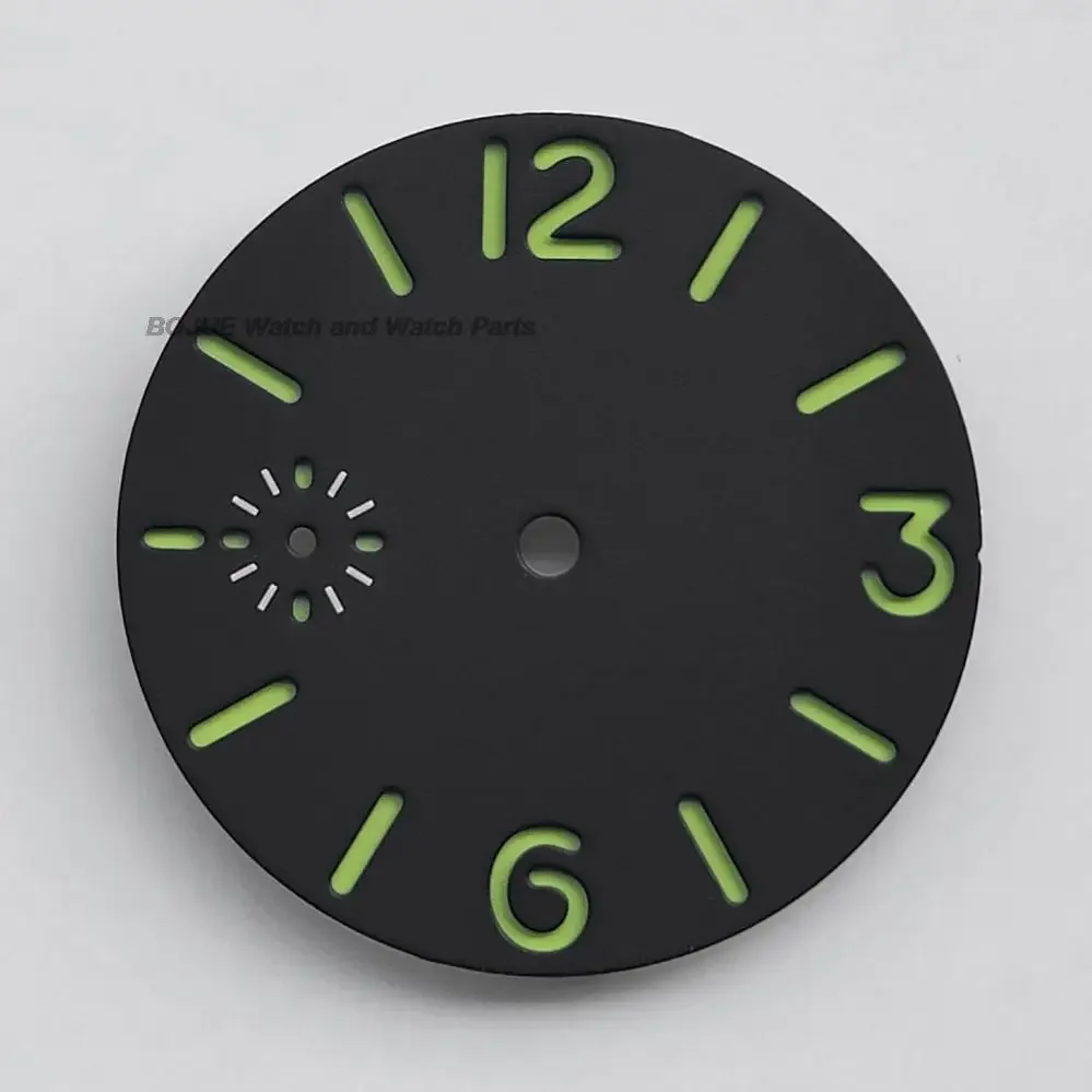 Watch Parts Watch Dial 36mm Double-deck Sandwich Black Dial Green Luminous for eta6497 6498 ST3600 Replacement Repair Tools