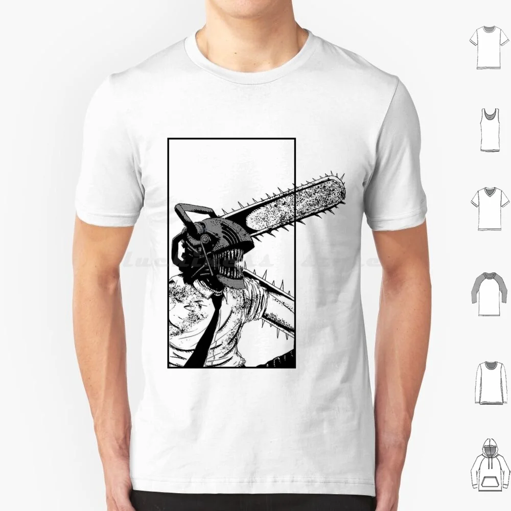Camiseta de Arte Manga de algodón para hombres y mujeres, estampado artesanal, Denji Makima Pochita