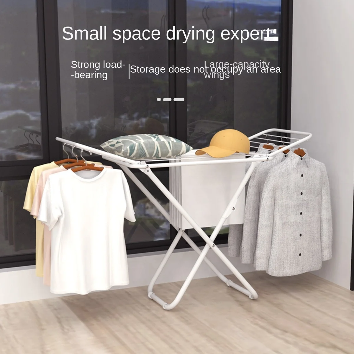 x-type floor drying rack, balcony folding clothes rack, indoor and outdoor free installation sun quilt storage racks