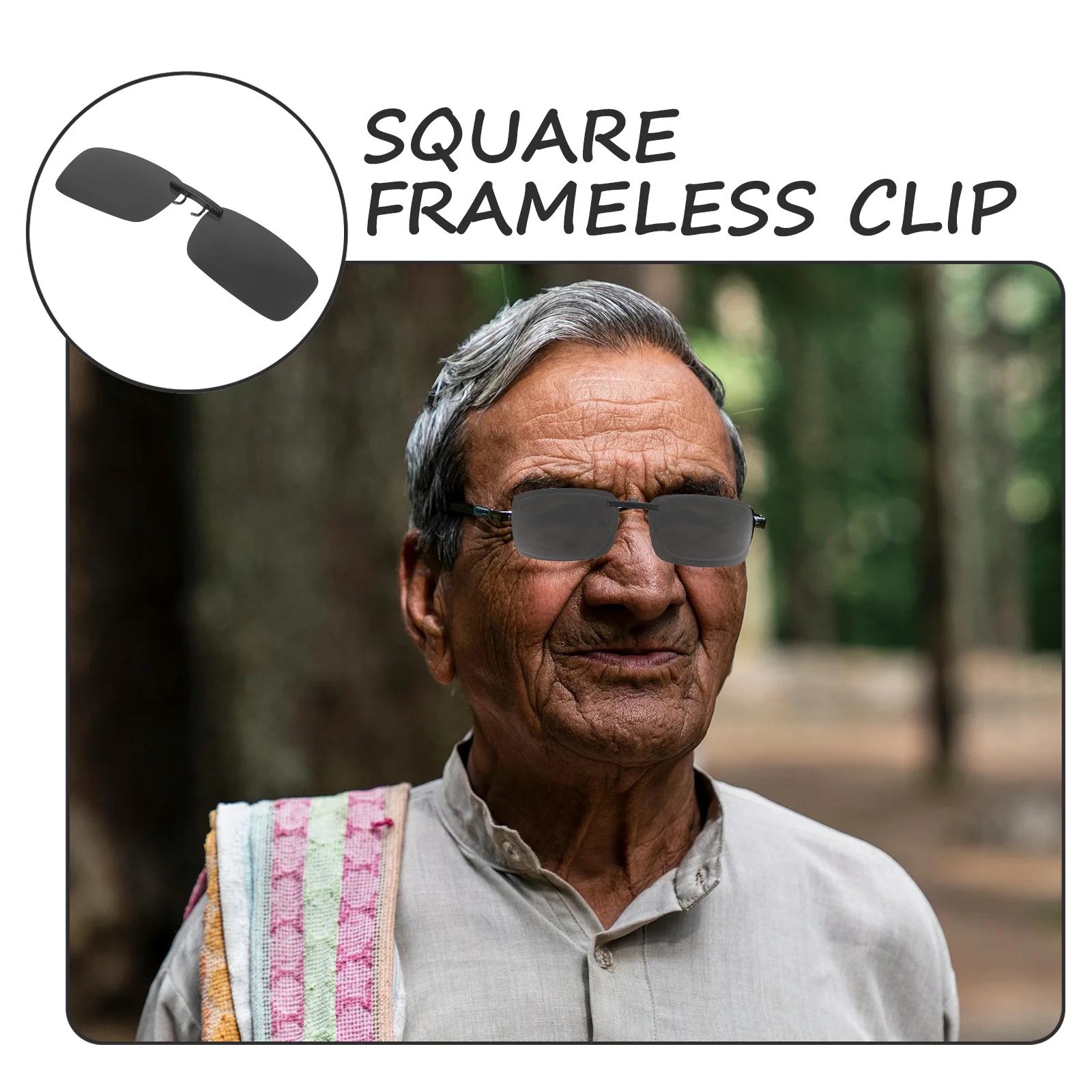 

Polarized Clip On Sunglasses Sunglass Clips for Glasses Men Women Square Frame Non Prescription Outdoor Driving Fishing