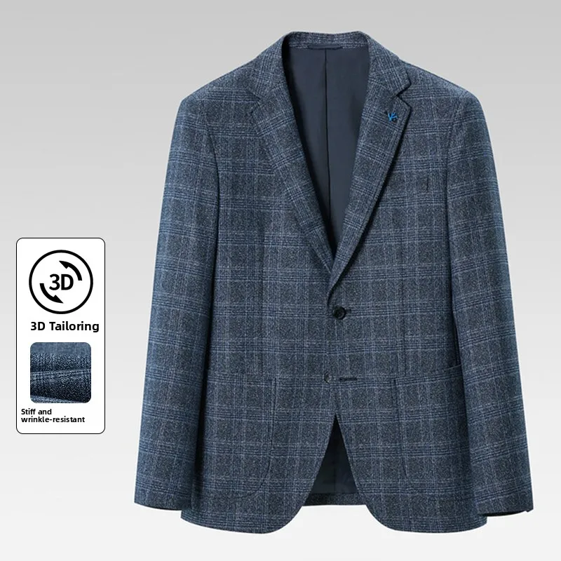 

Casual Fashionable Plaid Suit 2024 Spring Autumn New Style Elegant Gentleman Style Standard Fit Long Sleeve Thickened Casual ...
