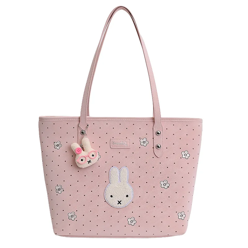 Korean Style Cute Cartoon Miffy Rabbit Large Capacity Tote Bag Women Girl 2026 New Sweet Fashion Shoulder Bag Trendy Casual