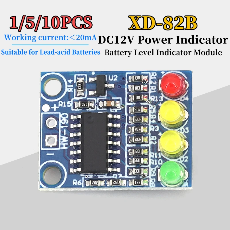 1/5/10pcs XD-82B DC12V Lead Acid Battery Level Indicator Module 20%-40%-80%-100% LED Display Board LM339