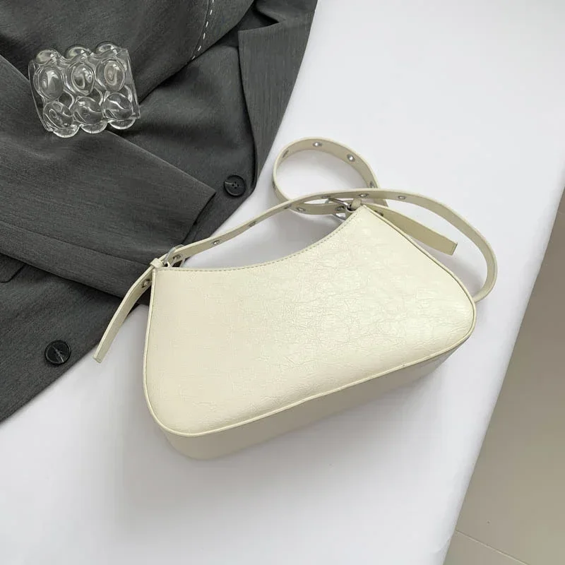 Bolsa de Ombro PU com Correntes Fivela Rebite para Mulheres, Bolsa Crossbody, Zíper, Alta Qualidade, Moda, Venda Quente, 2024