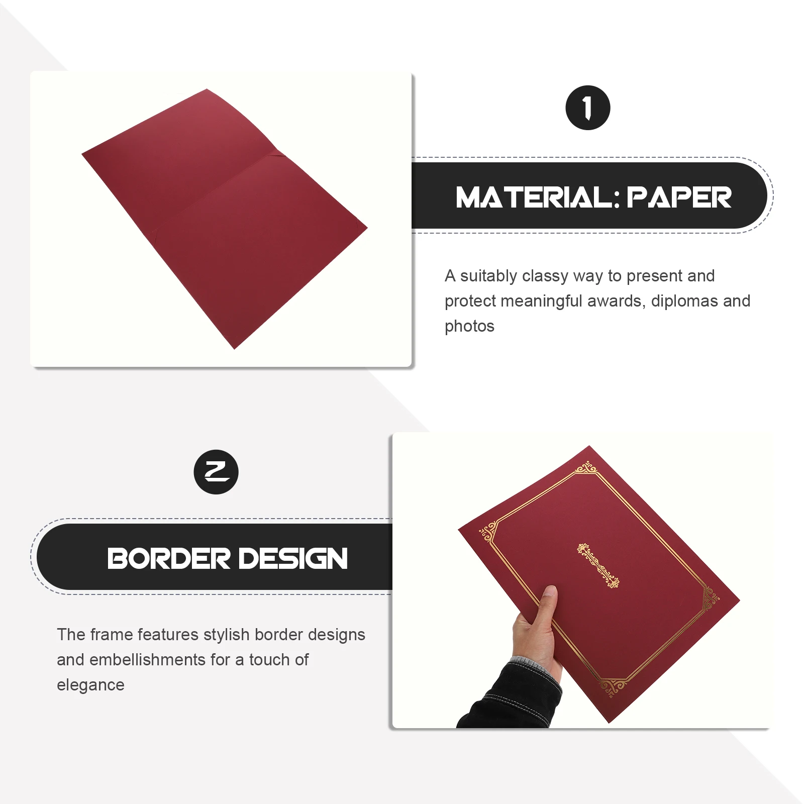 

5Pcs Paper Certificate Covers Gold Stamping Document Holders Elegant Diploma Protective Covers for Home Office