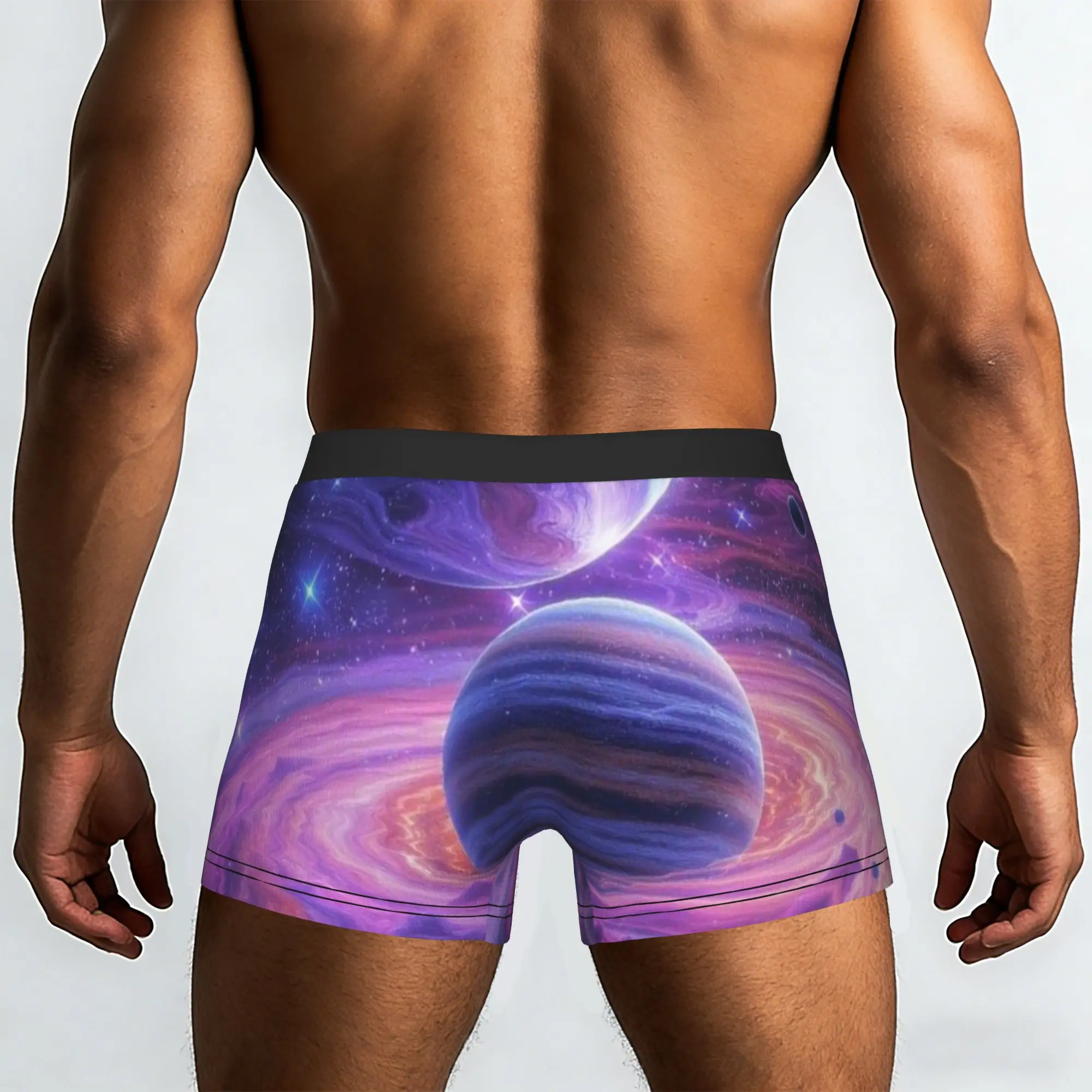 Purple Planet Cosmic Space Wallpaper  Underpants Breathbale Panties Men's Underwear Print Shorts Boxer Briefs