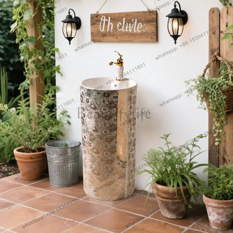 

Bathroom column type washbasin courtyard column basin floor type