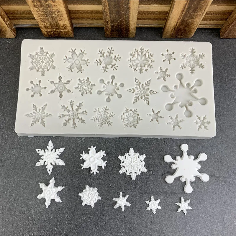 3d Snowflake Silicone Mold Christmas Snowflake Fondant Silicone Mold For Cake Cupcake Decoration Polymer Clay Crafting Projects