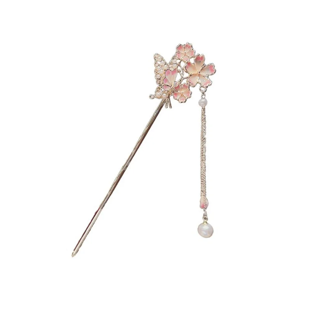 

Elegant Romantic Cherry Blossom Hair Sticks Chinese Style Pink Flower Hairpin Sweet Fashion Jewelry Hair Accessories Hanfu