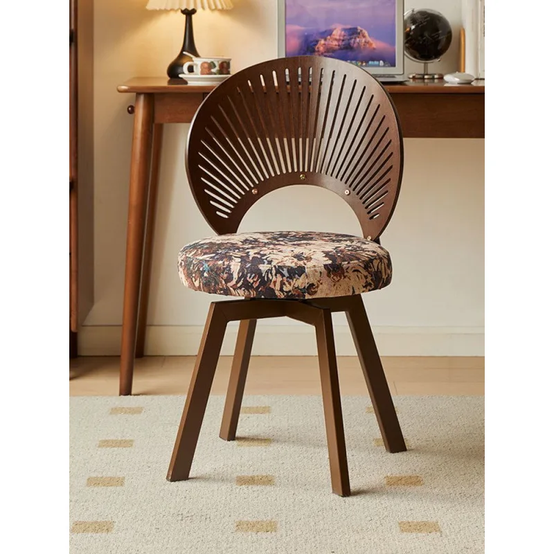 

Solid wood home computer Bedroom dressing and makeup 360 degree rotating living room dining chair