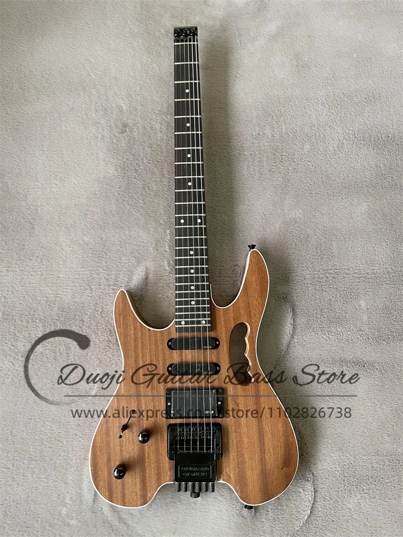 Left Hand Headless Electric Guitar Shabili Veneer Top  SSH pickup Rosewood Frets 22 Frets can be customized