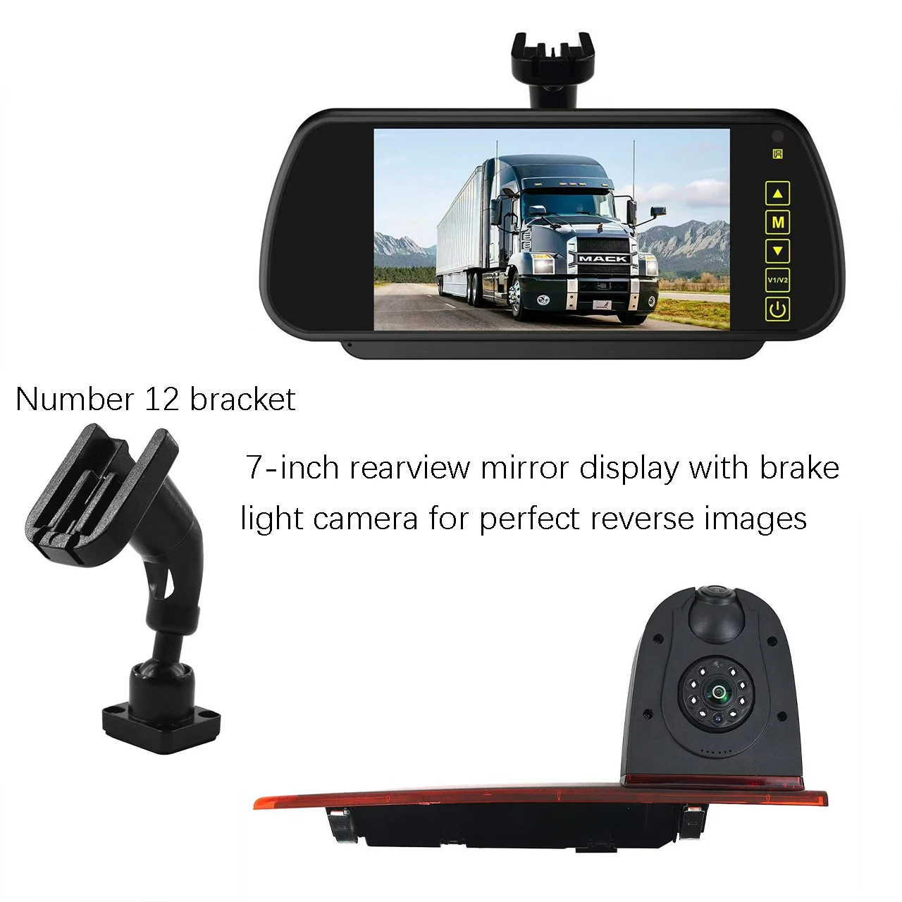 Dual lens brake light Reverse camera with 7-inch monitoring kit Ford Transit Custom LED brake light (from May 2016)