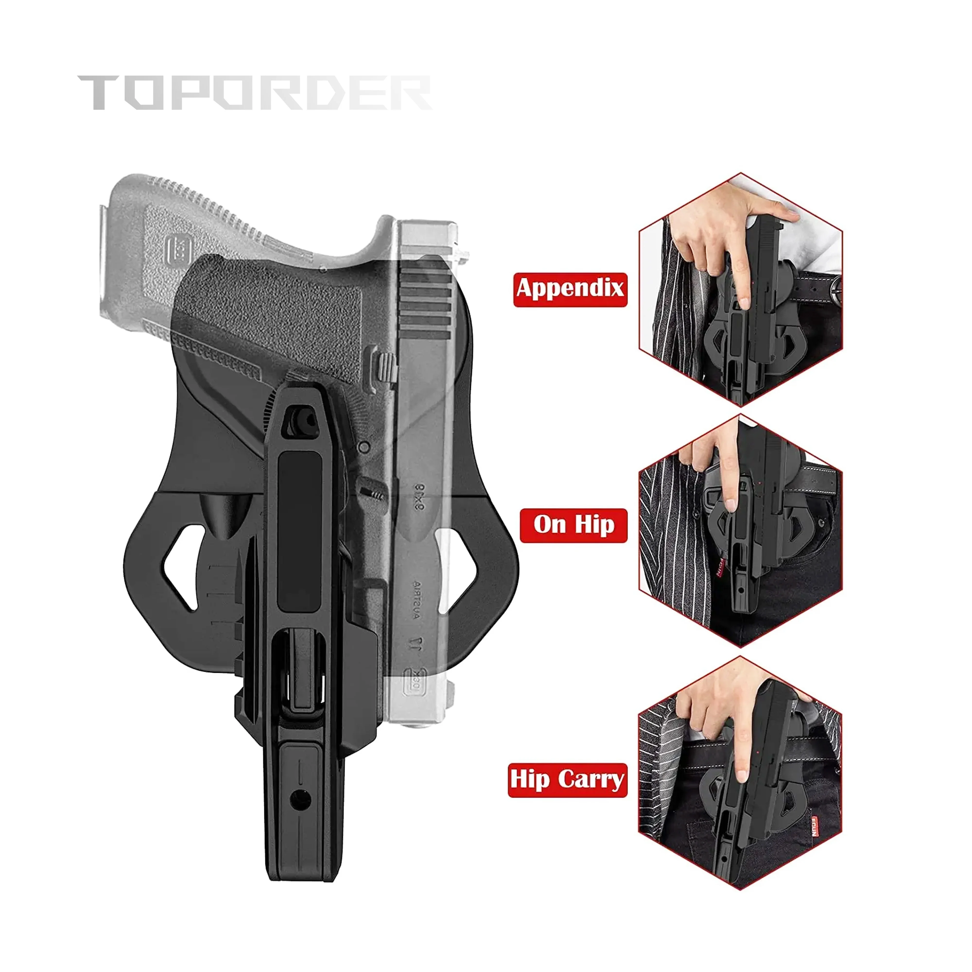 

Tactical Left-Side Concealed Pistol Holster for Glock 9mm / SW40 / 357, Airsoft Hunting Belt-Mounted Gun Case, Airsoft Accessori