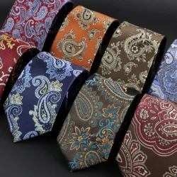Hot Sale Paisley Men Tie Classic Red Blue Green Luxury Jacquard Necktie Wedding Party Daily Wear Groom Shirt Suit Cravat Gift